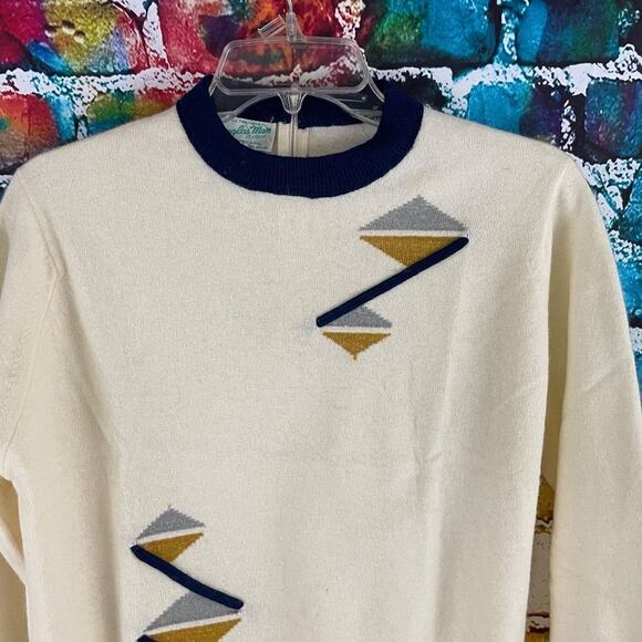 Vintage Douglas Marc Lambs Wool Fur Fiber Abstract Sweater Small 70s - Picture 9 of 11